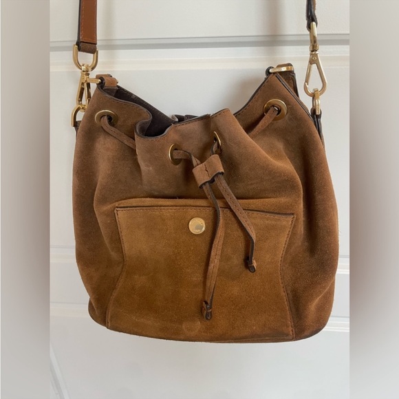 Michael Kors Tan Suede and Leather Crossbody Shoulder Bucket bag - Picture 2 of 7